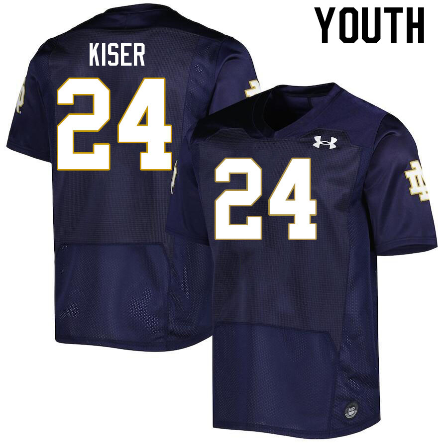 Youth #24 Jack Kiser Notre Dame Fighting Irish College Football Jerseys Stitched-Navy